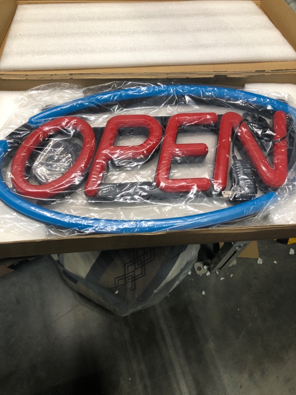 Photo 2 of LED Business Neon Open Sign - Bright Display Store Sign,24 x 12 inch Larger Size Inksilvereye (Red/Blue)