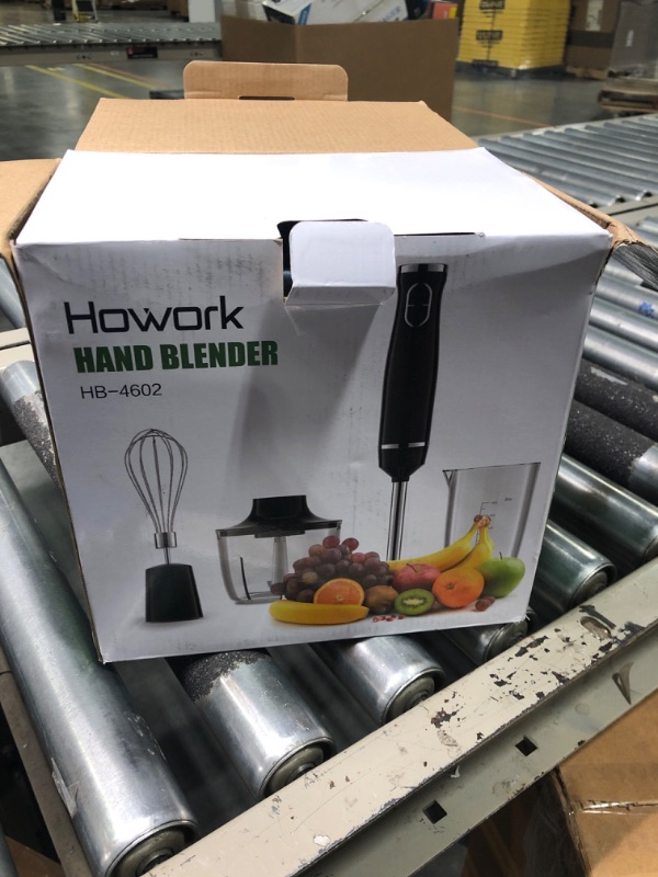 Photo 2 of Howork 1000W Immersion Hand Blender, 4-in-1 Multifunctional 2 Speed Stainless Steel Handheld Stick Blender, Titanium Cross Blade, 600ml Mixing Beaker and 500ml Food Processor, Egg Whisk Attachment, Dishwasher Safe, Black