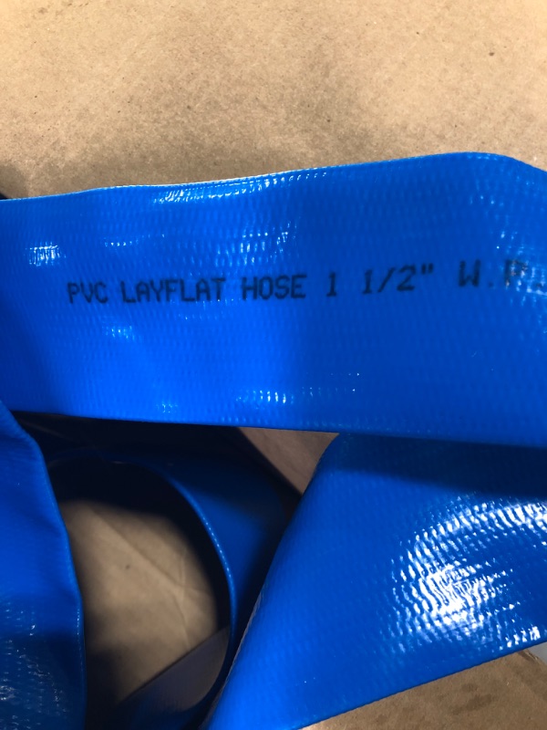 Photo 2 of 1 1/2 IN x 50 FT Pool Backwash Hose, Heavy Duty Flat Discharge Hose, Weather and Burst Resistant, Best Pool Hoses for Inground Pools, Pool Filter Hose & Pool Drain Hose 1 1/2 in x 50 ft Blue