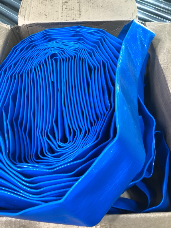 Photo 3 of 1 1/2 IN x 50 FT Pool Backwash Hose, Heavy Duty Flat Discharge Hose, Weather and Burst Resistant, Best Pool Hoses for Inground Pools, Pool Filter Hose & Pool Drain Hose 1 1/2 in x 50 ft Blue
