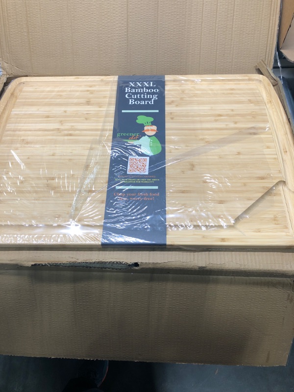 Photo 2 of 30 x 20 Bamboo Extra Large Cutting Board - Wooden Stove Top Cover Noodle Board - Meat Cutting Board for BBQ - Turkey Carving Board - Extra Large Charcuterie Board - Single Tone 3XL (30 x 20 Inches) Single-Tone