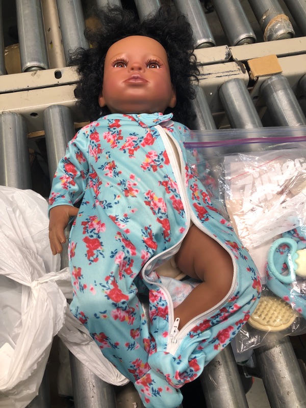 Photo 2 of BABESIDE Lifelike Reborn Black Girl- 18-Inch Realistic Newborn Real Life Baby Dolls with Clothes and Toy Gift for Kids Age 3+1 Multi-color,black