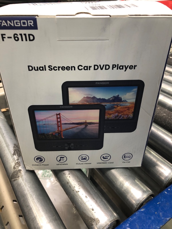 Photo 2 of FANGOR 7.5" Dual Portable DVD Player for Car, Car DVD Player Dual Screen Play a Same or Two Different Movies with Headrest Strap, Regions Free,Support Last Memory, AV Out&in,USB/SD/Sync TV F-611D