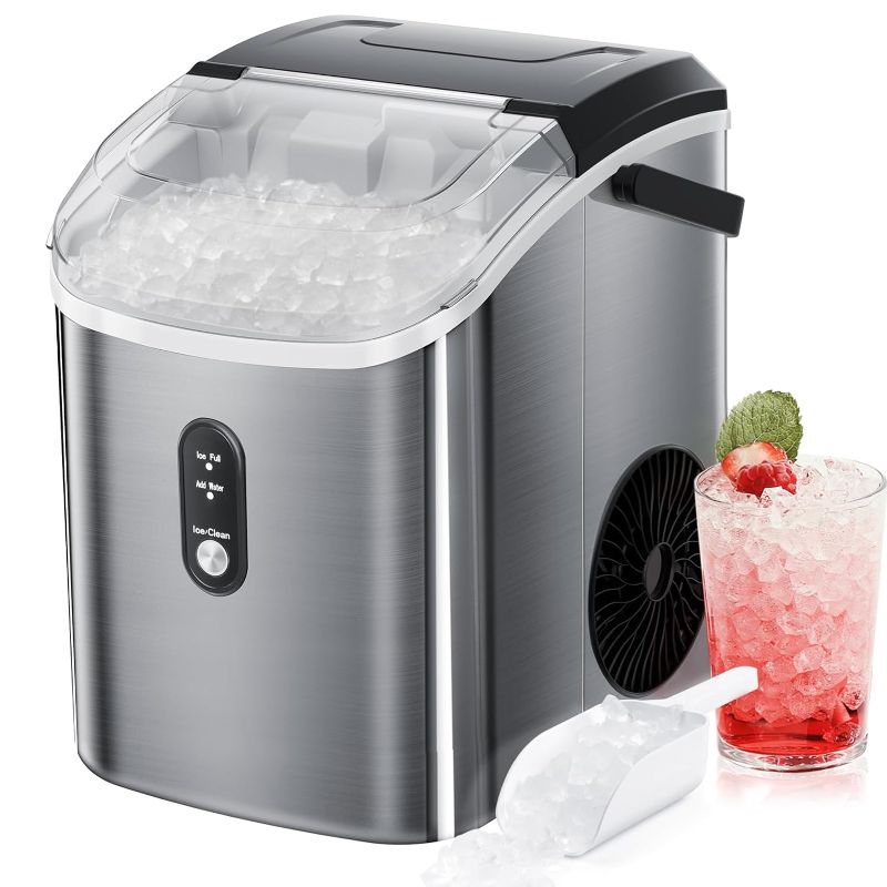 Photo 1 of  Ice Maker with Chewable Pellet Ice, Antarctic Star Portable Ice Machine Pebble Ice with Self-Cleaning, 34Lbs/24H, One Button Operation, for Kitchen, Home Stainless Steel Black