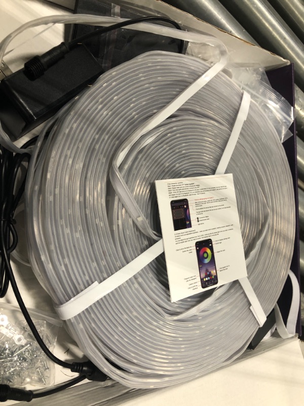 Photo 3 of 300ft Outdoor LED Strip Lights Waterproof With self-adhesive back,IP68 Outside Led Lights Strips Waterproof with Bluetooth App Remote,Music Sync RGB Exterior Led Rope Lights,for Balcony,Deck,Roof,Pool 300FT(Outdoor Waterproof)