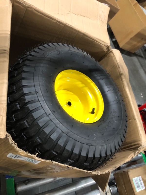 Photo 2 of 2PCS 20x10.00-8 Lawn Mower Tires,20x10x8 Lawn Tractor Tires with Rim,20x10.00-8nhs 4 Ply Tubeless Tires for Riding Lawn & Garden Tractors,Golf Carts,3.5" Offset Hub,1190lbs Capacity 20x10.00-8 Tires with Rim
