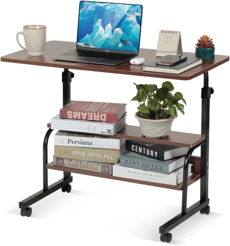 Photo 1 of Adjustable Desk Standing Desk Small Desks for Small Spaces Portable Laptop Computer Desk Table for Bedrooms Couch Desk for Home Office Table Mobile Rolling Desk on Wheels Desk with Storage