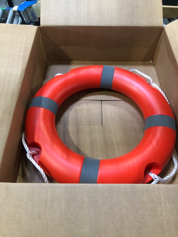 Photo 1 of 23" and 28" Life Ring Boat Safety Throw Ring, Life Ring for Boating Safety, Boat Throw Rings with Reflective Strip, Throw Rings for Boat,Throw Ring with Grab Lines (2 Color) Orange