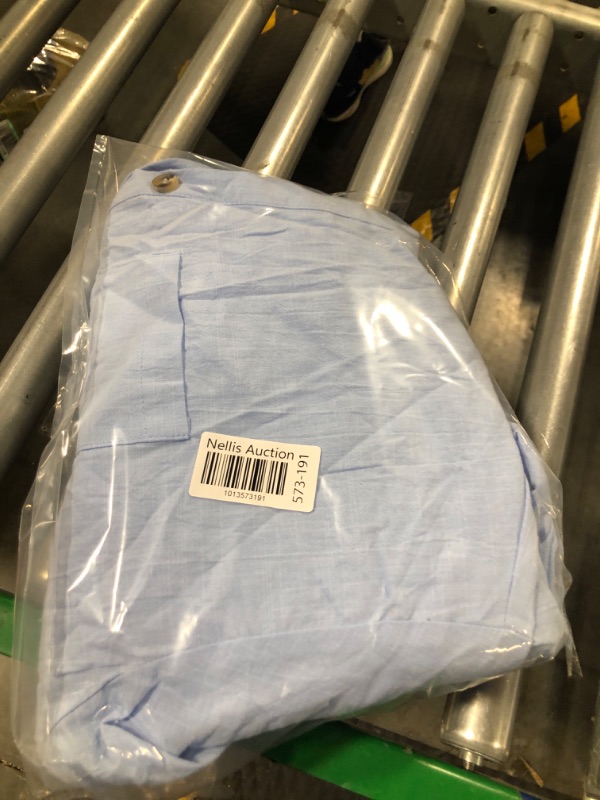 Photo 2 of Zeagoo Women's Cotton Shirt Dress Button Down Long Sleeve Linen Shirts Casual Fall Dress Oversize Tunic Top Light Blue Large