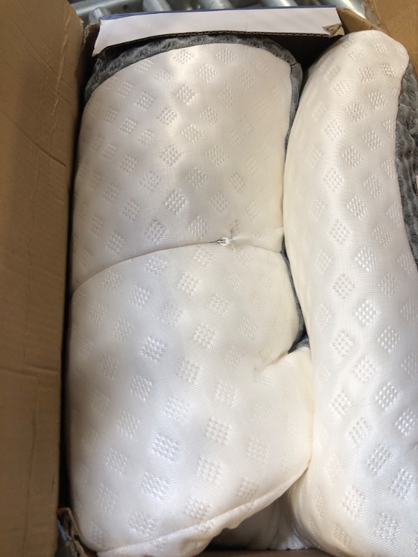 Photo 3 of **USED** Groye Adjustable Neck Pillows for Pain Relief Sleeping, Enhanced Ergonomic Contour Shoulder Support, Cooling Cervical Memory Foam Pillows, No Smell Orthopedic Bed Pillow for Side Back Stomach Sleeper Queen?23.6"*13.4"*4.9"-3.9"? Grey