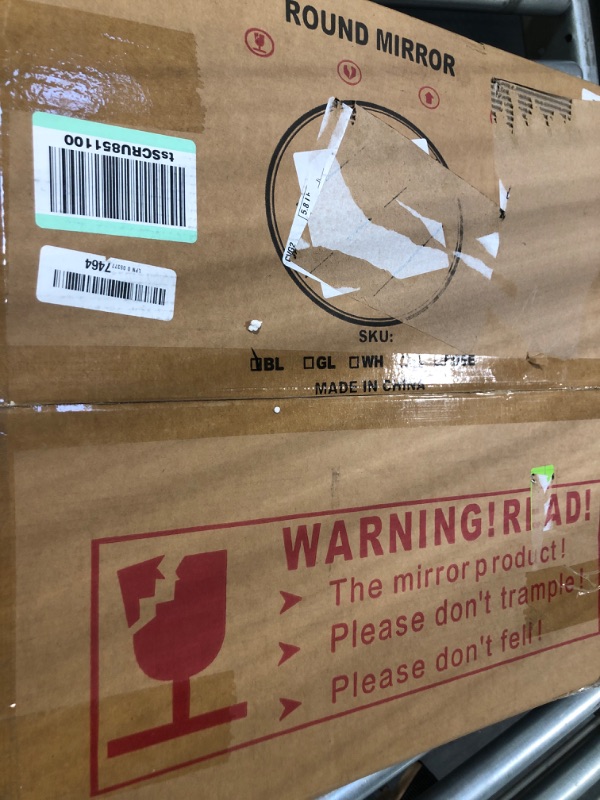 Photo 1 of Curonian Round Metal Grey Frame Mirror (Black)