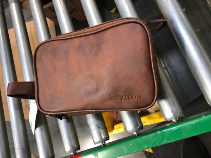 Photo 1 of Elviros Toiletry Bag for Men, Large Travel Shaving Dopp Kit Water-resistant Bathroom Toiletries Organizer PU Leather Cosmetic Bags Dark Brown Small (Pack of 1)X002R3ULKN
