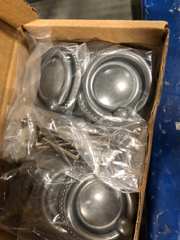 Photo 1 of 8 Pack 2" Antique Silver Ring pulls,Antique Ring Drawer pulls,Gunmetal Ring Drawer pulls,Ring Cabinet Cupboard pulls with Round Plate,Drawer Ring pulls (Antique Silver) single 8 pack Modern Antique Silver