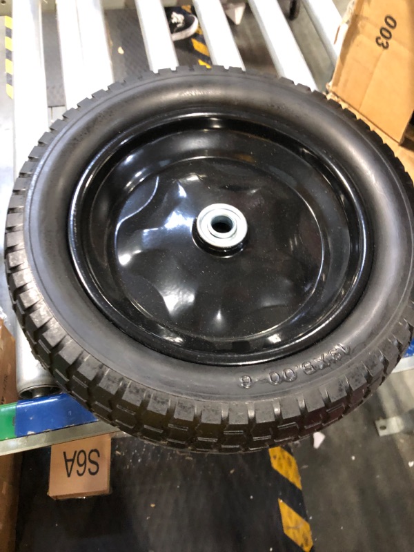 Photo 3 of 2-Pack Small 13x5.00-6 Flat Free Tire with Rim,2.25" Offset Hub with 5/8" Ball Bearing,Diameter 12.2",Width 3.6" w/Grease Fitting,300lbs Capacity,13x5-6 No-Flat Solid Wheel,for Lawn mower,Garden Cart