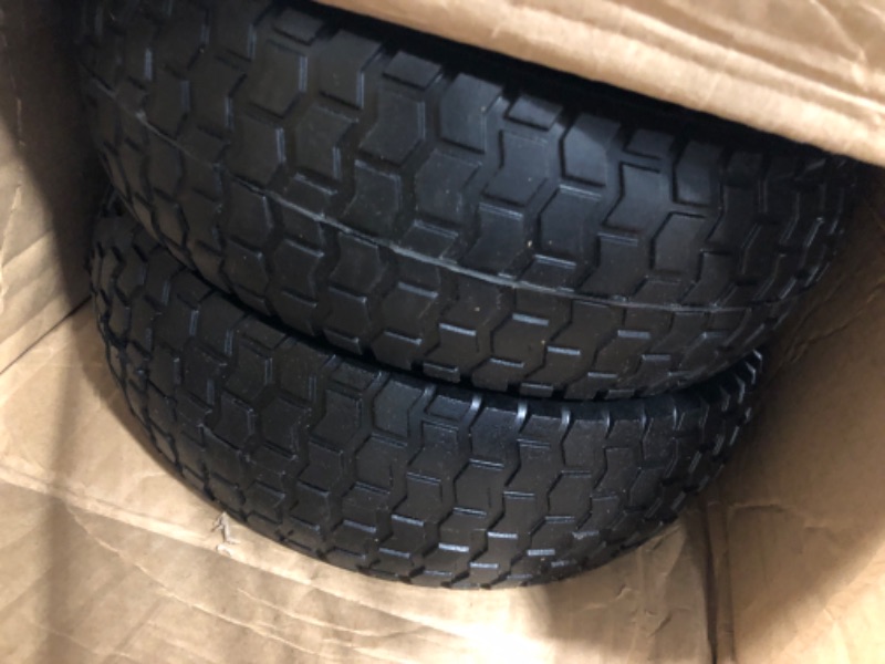 Photo 2 of 2-Pack Small 13x5.00-6 Flat Free Tire with Rim,2.25" Offset Hub with 5/8" Ball Bearing,Diameter 12.2",Width 3.6" w/Grease Fitting,300lbs Capacity,13x5-6 No-Flat Solid Wheel,for Lawn mower,Garden Cart
