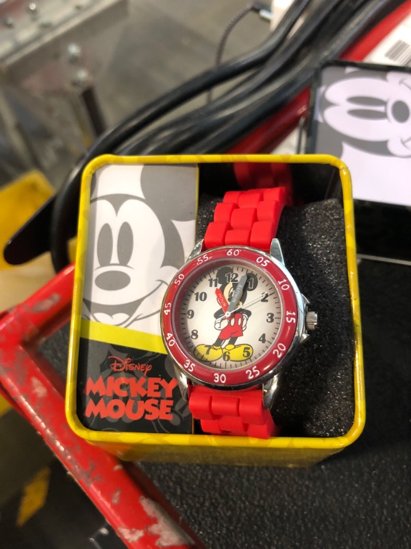 Photo 3 of Accutime Kids Disney Mickey Mouse Minnie Mouse Analog Quartz Time Teacher Wrist Watch for Toddlers, Boys & Girls to Learn How to Tell Time Mickey Red