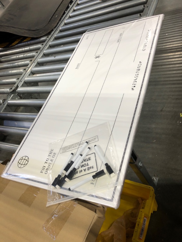 Photo 2 of 2 Pcs Dry Erase Blank Check 16 x 32 Inches PP Plastic Giant Check Thick Oversized Checks for Presentation Big Fake Checks for Fundraiser Raffle Sweepstakes Reward Winners