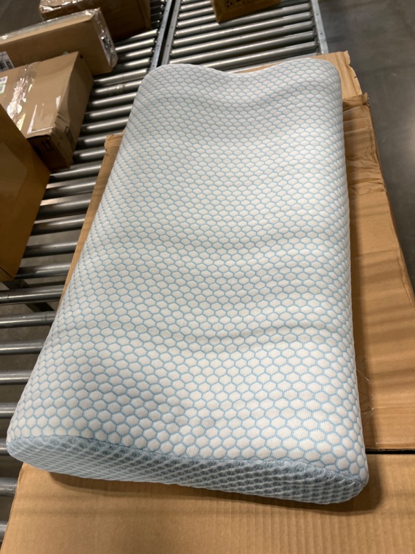 Photo 1 of Anvo Cervical Pillow for Neck Pain Relief - Pillow for Neck and Shoulder Pain - Neck Pillows for Pain Relief Sleeping- Memory Foam Contour Side Sleeper Pillow- Orthopedic Pillow - Blue, Soft Blue White SOFT - Standard (24 x 13.5 x 4.72 inches)