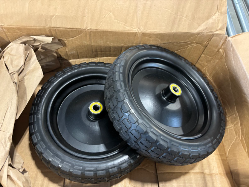 Photo 1 of 13'' Tire for Gorilla Cart Replacement Wheels, (2 Pack) 13 Inch Flat Free Solid Tires for Wheelbarrow, Lawn & Garden Carts, Hand Trucks, Trolleys, Yard Trailers, with 5/8'' Axle Borehole and 2.1'' Hub