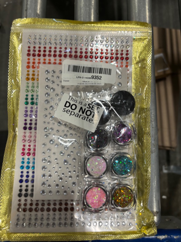 Photo 2 of Rainbow Face Gem Stickers and Chunky Glitter Set 1, 1225 Pcs 3-6mm Face Rhinestones and 8 Pots Chunky Glitter, with Glue for Makeup Eyes Face Hair Body Nails, Crafts and Decorations 01-Gems&Glitter Set 1