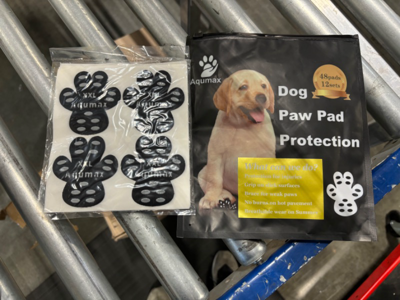 Photo 2 of Aqumax Dog Anti Slip Paw Grips Traction Pads,Paw Protection with Stronger Adhesive, Non-Toxic,Multi-Use on Hardwood Floor or Injuries,12 sets-48 Pads XXL Black Black XXL-2.7*2.4 inch(L*W)