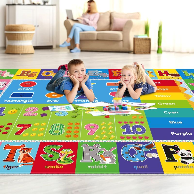 Photo 1 of Kentaly Baby Play Mat Kids Rug for Floor, Playmat for Kids Toddlers Infant, Extra Large Thick Playtime Collection ABC, Numbers, Animals Educational Area Rugs for Playroom (78.7X59 Inch)
