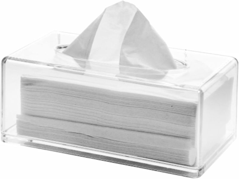 Photo 1 of Clear Acrylic Tissue Box Holder with Cover Facial Tissue Dispenser Box Case for Countertop,Clear Plastic Dryer Sheet Container Napkin Organizer for Bathroom, Kitchen,Home,Rectangle
