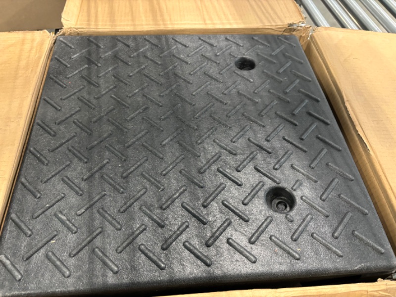 Photo 3 of 2 PCS Rubber Curb Ramps 19.6" × 19.6" × 6", Heavy Duty 6800 lbs/3 T Capacity Driveway Ramps Shed Ramps Threshold Ramps for Sidewalk Cars Wheelchairs Motorcycle Trucks Scooter Lawn Mower Pets 19.6 x 19.6 x 6 Inch - 2 PCS