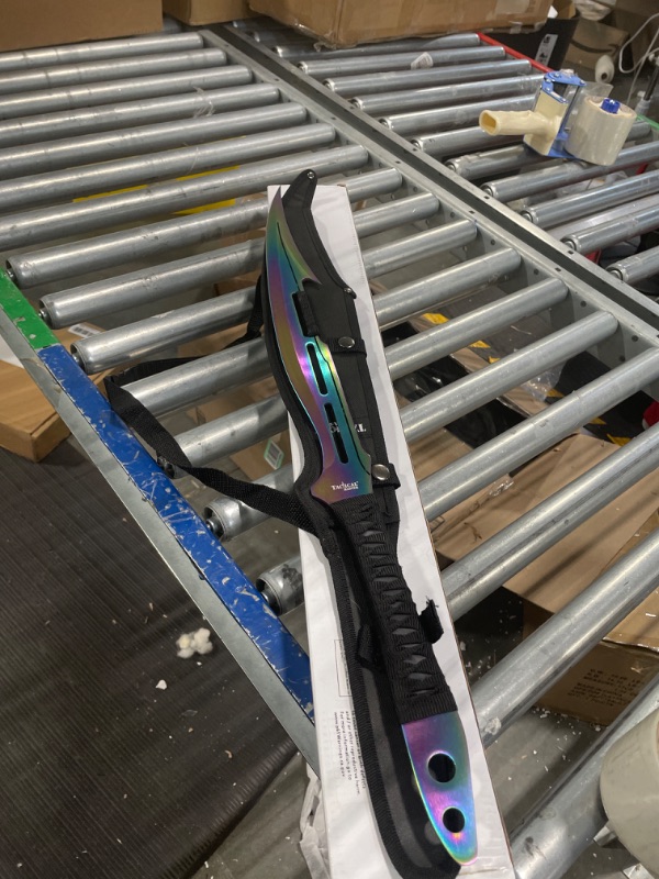 Photo 2 of 27" Fantasy Machete. Fixed Blade Knife. 440 Stainless Steel Blade. For Collection, Gift, Camping, Outdoor Sports (Rainbow)