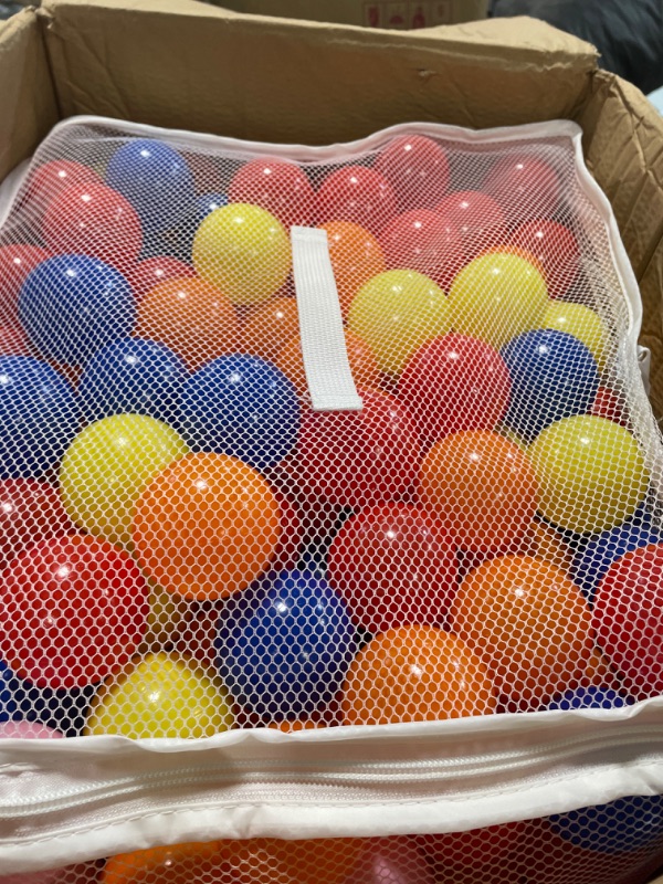 Photo 2 of Click N' Play Phthalate Free BPA Free Crush Proof Plastic Ball Pit Balls in Reusable and Durable Storage Mesh Bag with Zipper 400 Pack