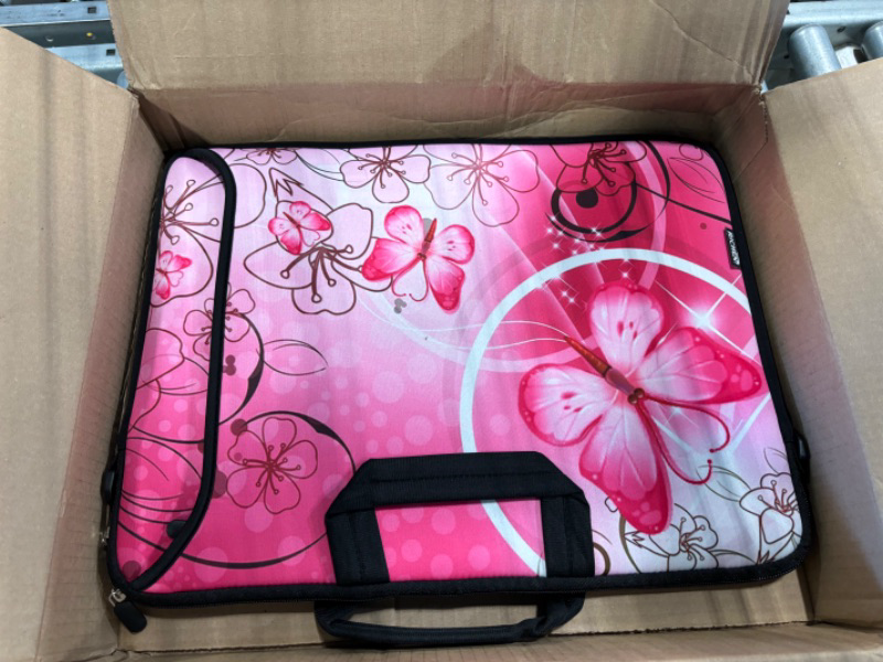 Photo 1 of icolor 14 15 15.4 15.6 inch Laptop Handle bag Computer Protect Case Pouch Holder Notebook Sleeve Neoprene Cover Soft Carring Travel Case for Dell Lenovo Toshiba HP Chromebook ASUS Acer Pink ICB-10 Pink Butterfly