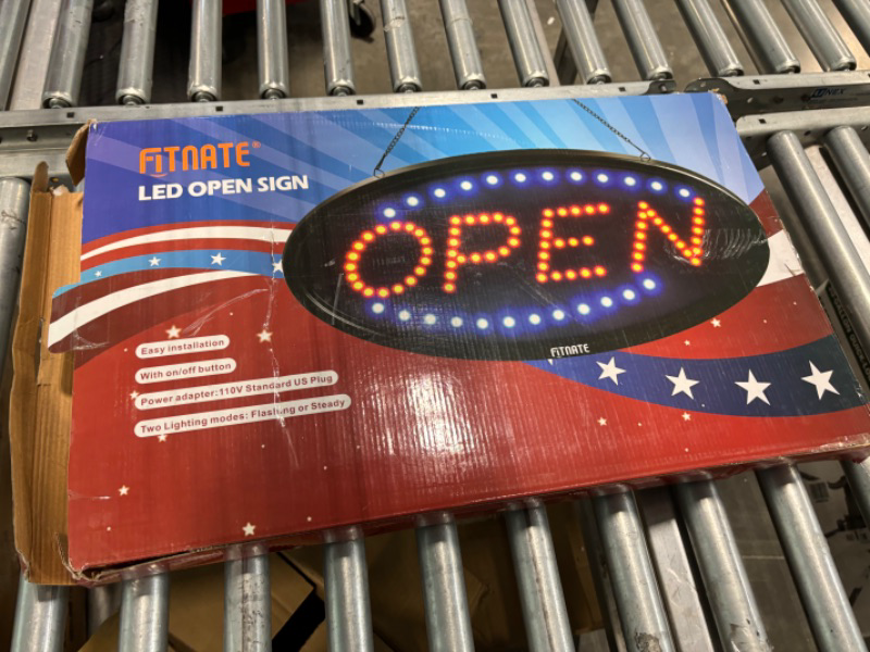 Photo 2 of LED Open Sign, FITNATE Large 23x14 inch Business Open Sign with Remote Electric Display Sign,2 Modes Flashing & Steady Lights for Business, Shop, Bar, Hotel Red