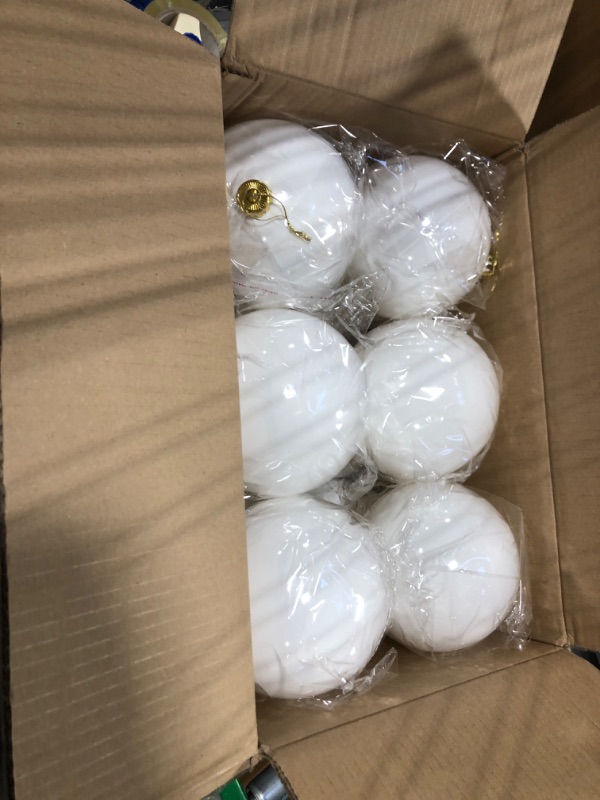 Photo 3 of Zubebe 12 Pcs Large Christmas Ball Ornaments 6" Giant Plastic Christmas Ball Outdoor Hanging Decorations UV and Water Resistant Ball for Holiday Party Decorations Christmas Tree WHITE
