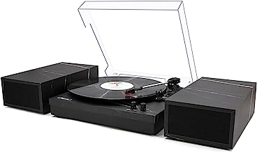 Photo 1 of LP&No.1 Record Player with External Speakers, 3 Speed Vintage Belt-Drive Vinyl Turntable with Wireless Playback & Auto-Stop ?Black