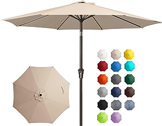 Photo 1 of  Outdoor Patio Umbrella Outdoor Table Umbrella with Push Button Tilt and Crank, Market Umbrella 8 Sturdy Ribs UV Protection Waterproof for Garden, Deck, Backyard, Pool (Beige)