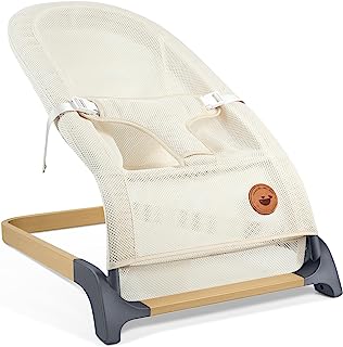 Photo 1 of ANGELBLISS Baby Bouncer, Portable Bouncer Seat for Babies, Infants Bouncy Seat with Mesh Fabric, Natural Vibrations (Beige)