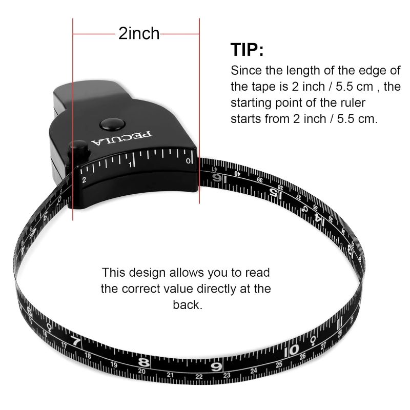 Photo 1 of Body Measuring Tape 60 inch, Body Tape Measure, Lock Pin and Push Button Retract, Body Measurement Tape, Black