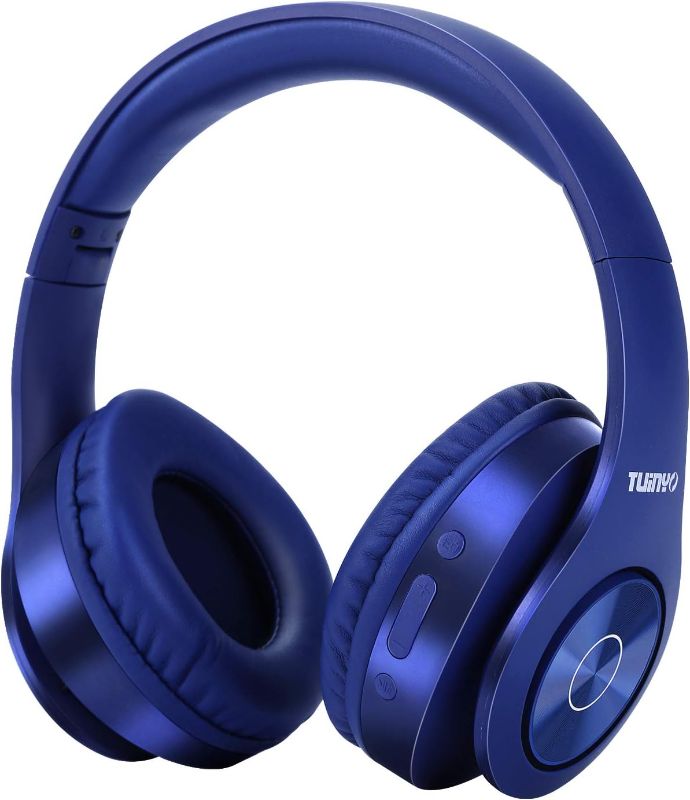 Photo 1 of TUINYO Bluetooth Headphones Wireless, Over Ear Stereo Wireless Headset 40H Playtime with deep bass, Soft Memory-Protein Earmuffs, Built-in Mic Wired Mode PC/Cell Phones/TV-Dark Blue