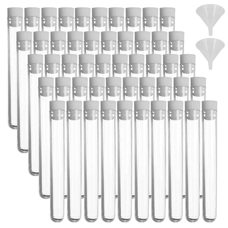 Photo 1 of 40 Pack Clear Plastic Test Tubes, 80 ML Flat Test Tubes with Screw Caps, Plastic Test Tube Container for Bath Salts, Candy Storage, Scientific Party, Plant Propagation