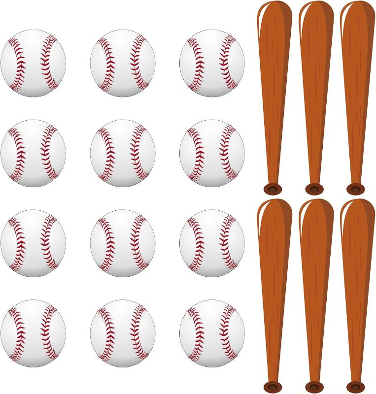 Photo 1 of AnyDesign 32 Pcs Baseball Cutouts with 100Pcs Glue Points Baseball Party Theme Paper Cutouts Softball Paper Cutting Bulletin Board Decor for Sports Baseball Themed Birthday Party Favor Supplies