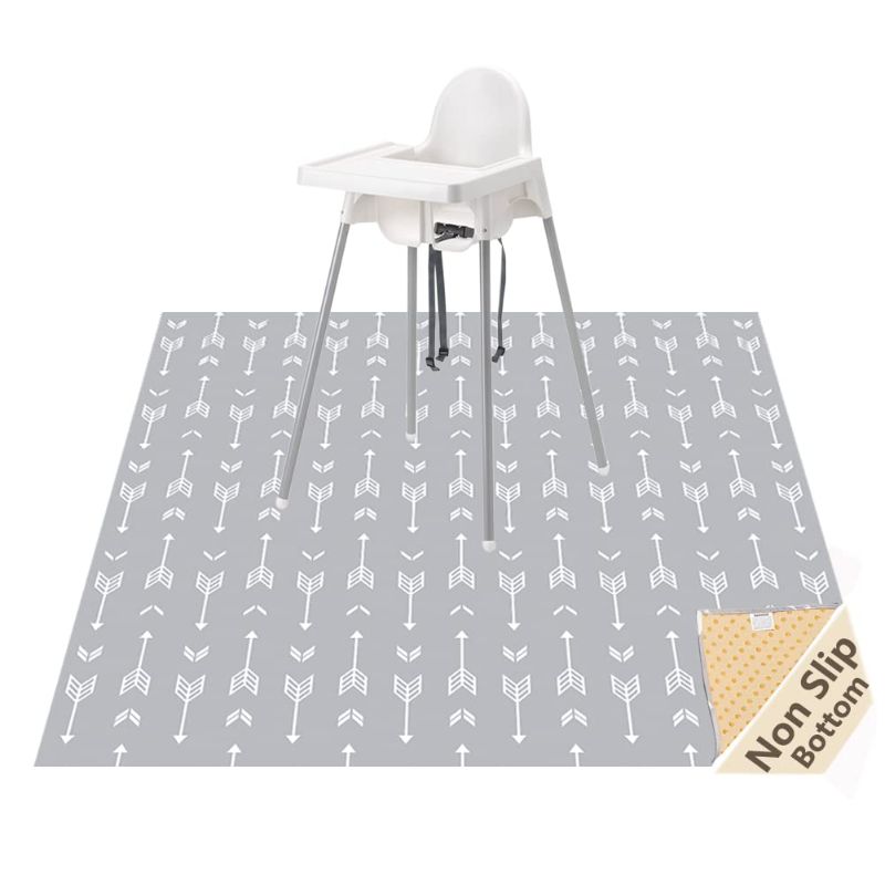 Photo 1 of ChicMoments 43 * 43'' Highchair Splat Mat for Toddlers, Waterproof, Leakproof, Non-Slip Baby Place Mats with 4 Pairs of Adhesive Patches (43 * 43''/110 * 110cm, Arrows)