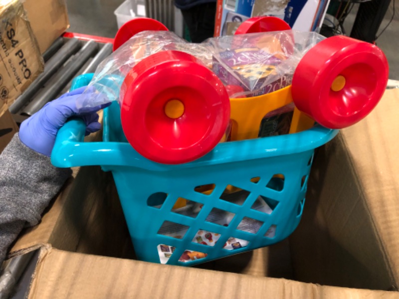 Photo 1 of Battat - Grocery Cart – Deluxe Toy Shopping Cart with Pretend Play Food Accessories for Kids 3+ (23Piece), Blue