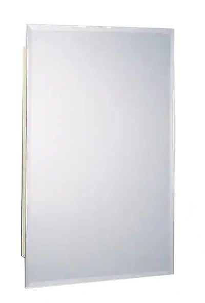 Photo 1 of 16 in. W x 26 in. H Rectangular Plastic Medicine Cabinet with Mirror USED 
