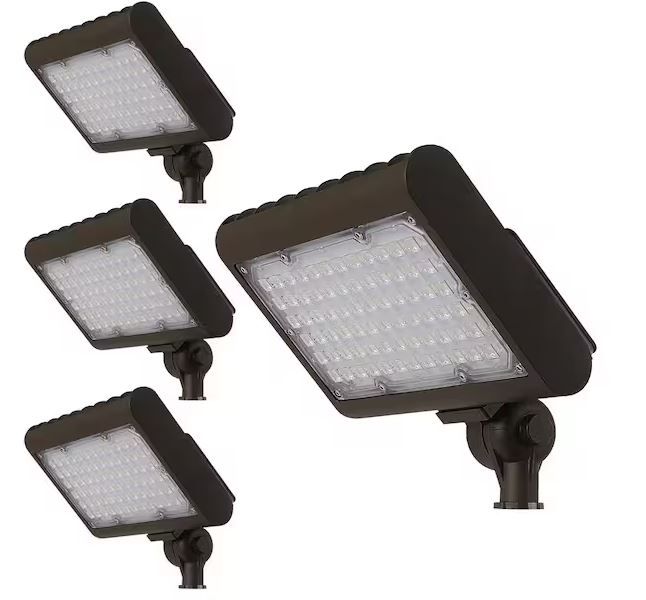 Photo 1 of 50-Watt Bronze Dusk to Dawn Photocell Sensor Commercial Outdoor Integrated LED Flood Light with Adjustable Head 4-Pack
