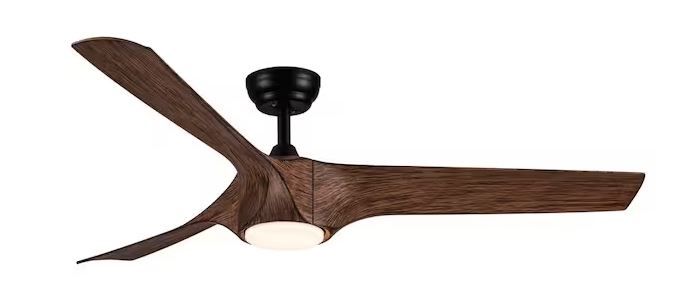 Photo 1 of 56 in. Integrated LED Indoor Brown Ceiling Fan Lighting with Remote
