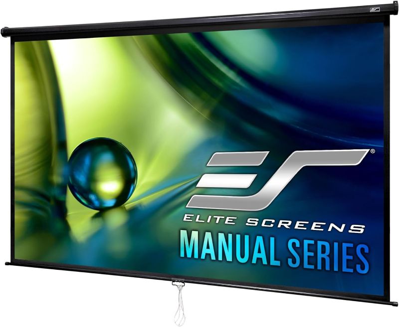 Photo 2 of Elite Screens Manual Series, 80-INCH Pull Down Manual Projector Screen with AUTO LOCK, Movie Home Theater 8K / 4K Ultra HD 3D Ready, 2-YEAR WARRANTY, M80UWH, 16:9, Black
