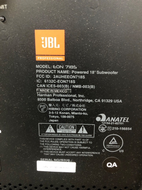 Photo 1 of JBL Professional EON718S Powered PA Subwoofer with Bluetooth, 18-inch, Black

