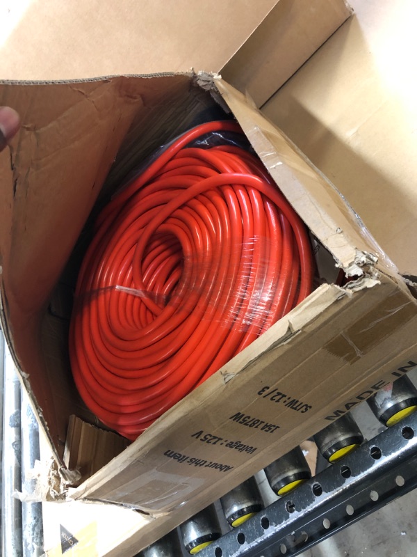 Photo 2 of 300 ft 12/3 Outdoor Extension Cord Waterproof Heavy Duty with Lighted End 12 Gauge 3 Prong, Flexible Cold-Resistant Long Power Cord Outside, 15Amp 1875W SJTW Orange ETL Listed POWGRN 300FT 12/3 Orange