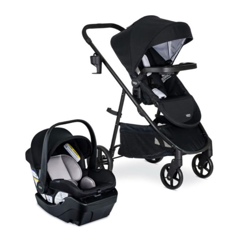 Photo 1 of Britax Willow Brook Baby Travel System, Infant Car Seat and Stroller Combo with Aspen Base, ClickTight Technology, RightSize System and 4 Ways to Stroll, Onyx Glacier
