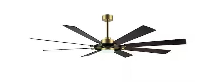 Photo 1 of 80 in. 8 Blades LED Indoor Gold and Black Ceiling Fan with Remote
